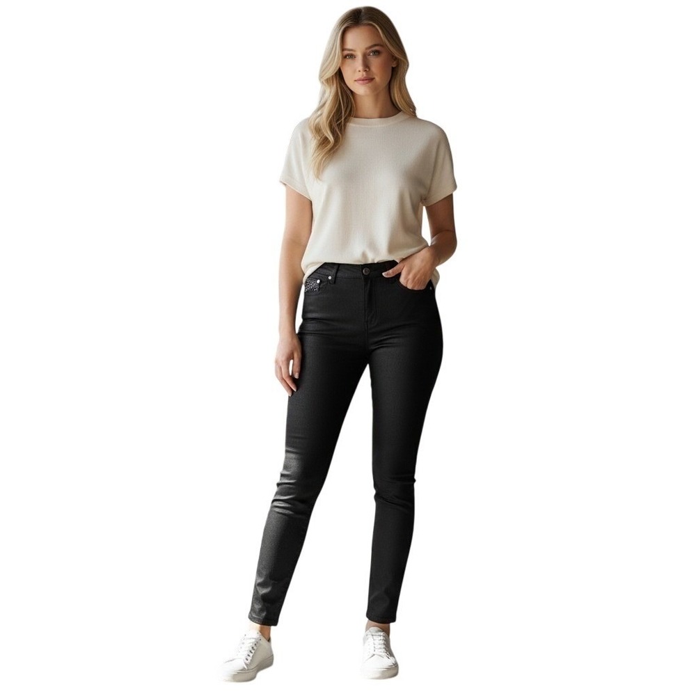 Westbound F31PW621 Black Rhinestone Embellished Skinny Jeans Womens